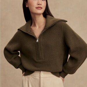 VARLEY Maura half zip rib knit